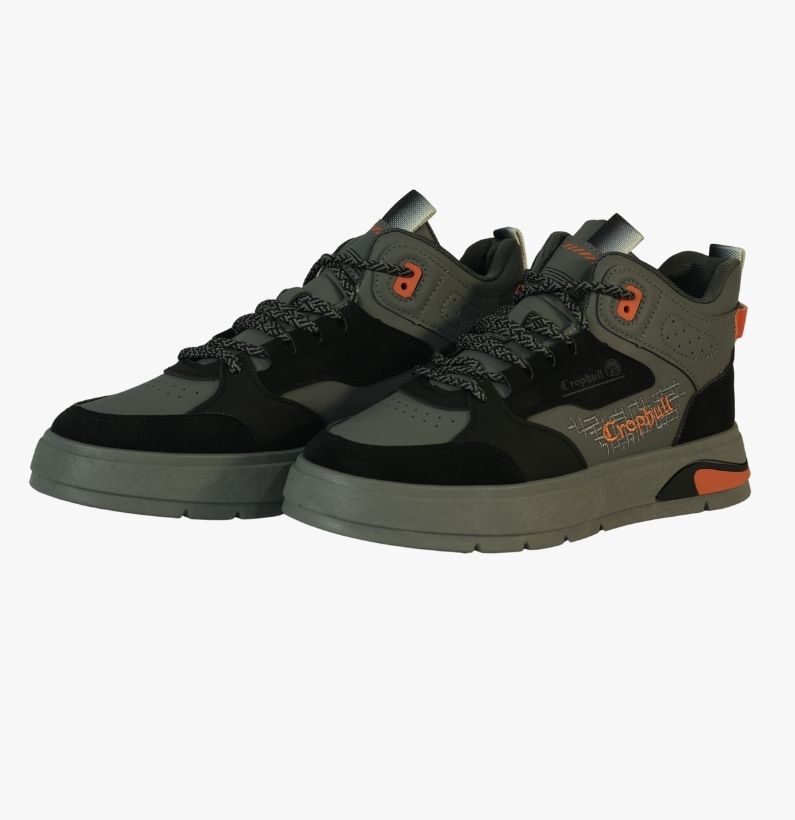 105 Men’s Grey & Black High-Top Outdoor Sport Sneakers - Image 1