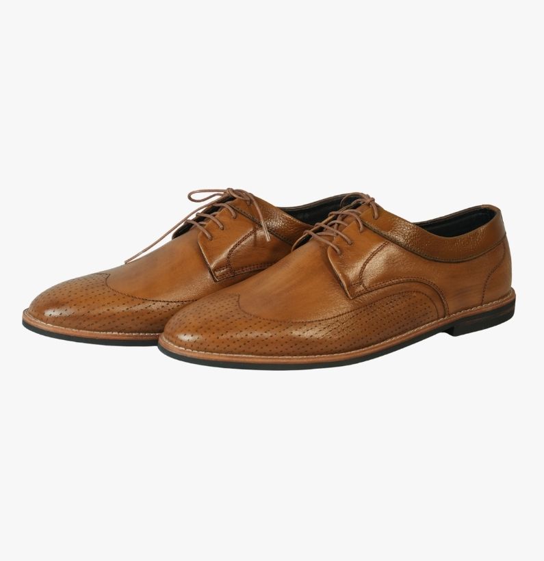 51 Men’s Tan Leather Brogue Oxford Shoes - Image 1