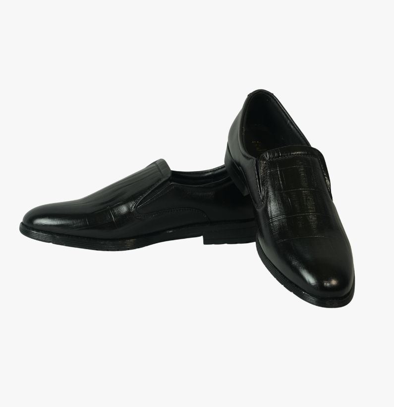 82 Men’s Black Leather Formal Slip-On Shoes - Image 1
